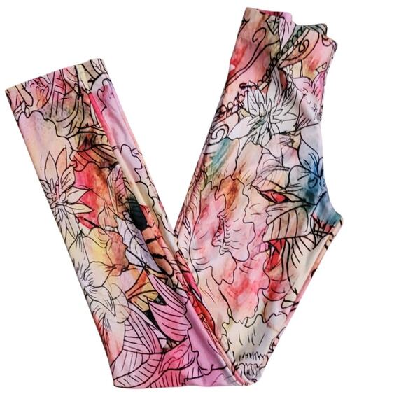 ART OF WEAR Pastel Watercolor  Floral Leggings Women's XS Artsy Colorful Unique - Picture 3 of 8